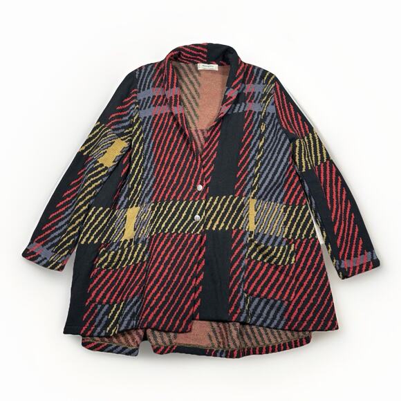 Anthropologie Aldomartins Cardigan Coat Size M Plaid Wool Cashmere Blend Long - Picture 1 of 7